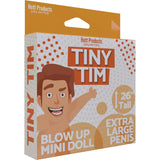 Tiny Tim Blow Up Party Doll Vanilla packaging showcasing 26 inch tall inflatable novelty mini doll.