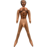 Hott Products Hunky Homeboy Blow Up Male Love Doll standing upright with defined muscles and playful demeanor.