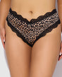 Devon Microfiber and Lace G-String Panty Leopard 3X 4X featuring a bold leopard print and delicate lace trim.