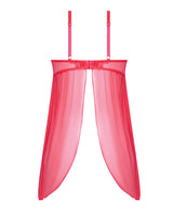 Eden Mesh Chemise Mini Dress with Keyhole Cutout Coral 3X 4X displayed from the back, featuring sheer coral fabric.