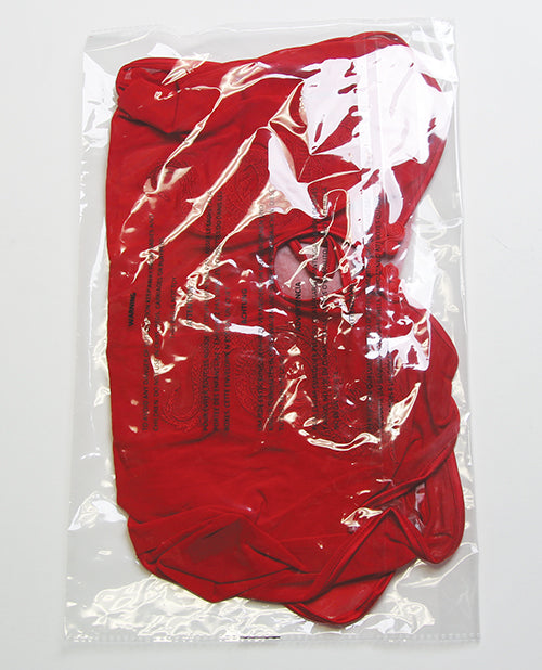Dragon Mesh Applique Chemise G-String Set Red 3X 4X packaged in clear plastic, showcasing vibrant red color.