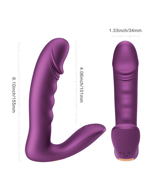 RORA 2 App-Controlled Rotating G-Spot Vibrator Purple dimensions showing length and girth.