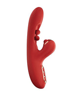 Tickler Wiggling G-Spot & Tapping Clitoral Vibrator Red showcased in a sleek design with dual stimulation features.