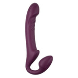 Honey Play Box Bliss Rotating Strapless Strap On in deep purple with a curved tip for enhanced pleasure.