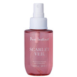 Pure Instinct Pheromone Hair & Body Mist Scarlet Veil 3.35 Oz in a spray bottle, showcasing its elegant design.