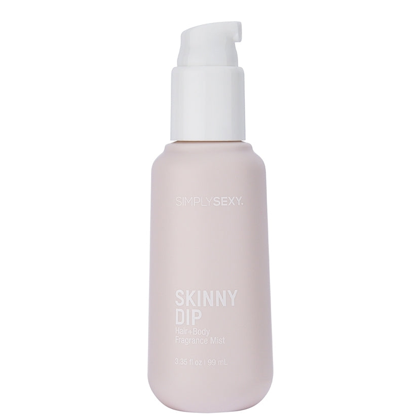 Simply Sexy Pheromone Hair & Body Mist Skinny Dip 3.35 Oz in a pump bottle, providing a refreshing scent for hair and body.