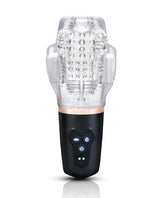He-Vibe Vibrating Suck Master Male Masturbator with dual motors and customizable suction and vibration settings.