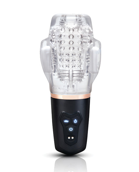 He-Vibe Vibrating Suck Master Male Masturbator with dual motors and customizable suction and vibration settings.