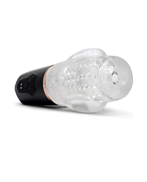 He-Vibe Vibrating Suck Master Male Masturbator with transparent design and control buttons.