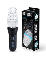 He-Vibe The Original Gluk Gulk Thrusting Oral Masturbator with packaging showcasing its 27 functions and realistic design.