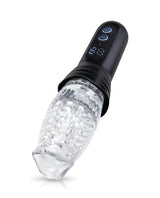 He-Vibe The Original Gluk Gulk Thrusting Oral Masturbator with clear sleeve and control panel.