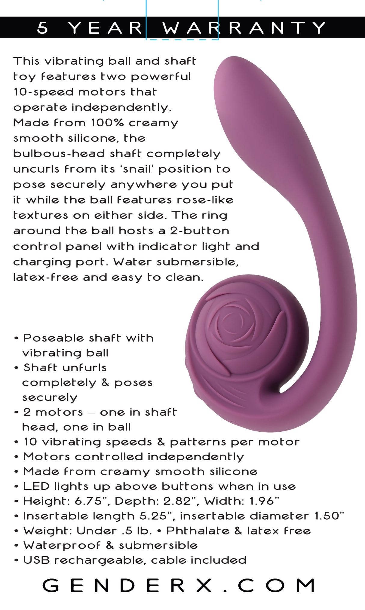Gender X Poseable You Vibrator Purple features dual 10-speed motors and a smooth, poseable silicone design for versatile enjoyment.