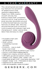 Gender X Poseable You Vibrator Purple features dual 10-speed motors and a smooth, poseable silicone design for versatile enjoyment.