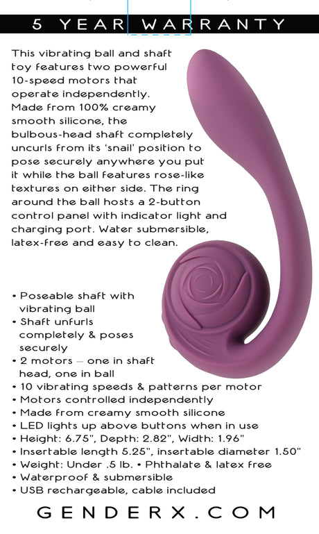Gender X Poseable You Vibrator Purple features dual 10-speed motors and a smooth, poseable silicone design for versatile enjoyment.