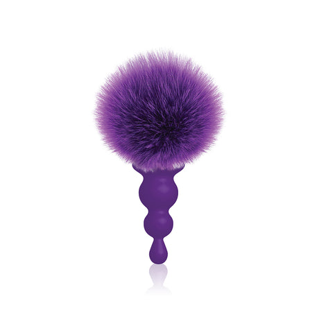 The 9s Cottontails Bunny Tail Butt Plug Beaded Purple showcasing a soft faux fur tail and beaded silicone shaft.