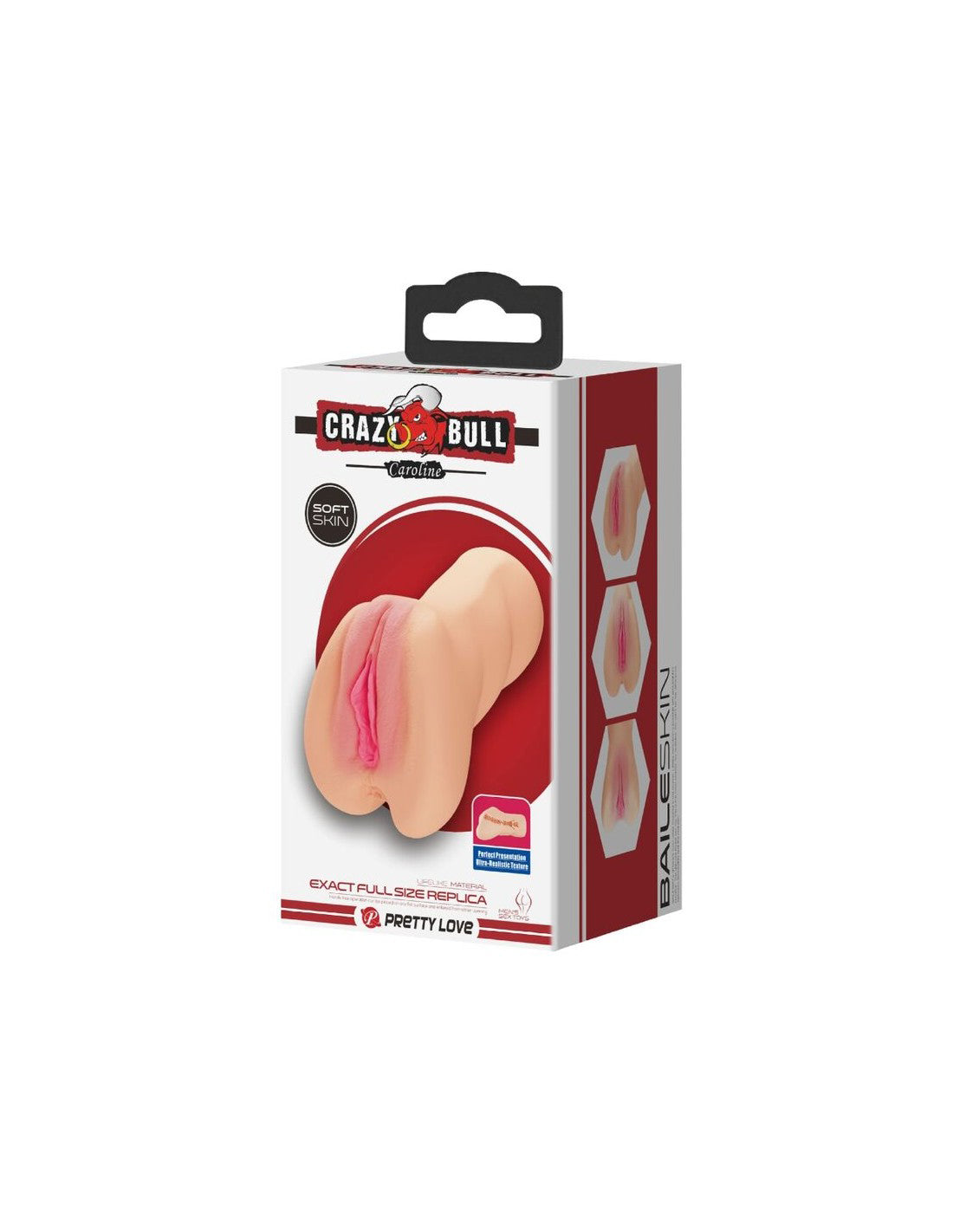Caroline Realistic Vagina Masturbator Light product packaging showcasing its lifelike design for immersive solo play.
