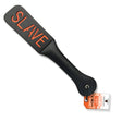 Orange Is The New Black Slave Slap Paddle featuring bold 'SLAVE' lettering on genuine leather design.