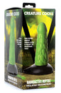 Radioactive Reptile Thick Scaly Silicone Dildo Green packaging showcasing its textured design and vibrant color.