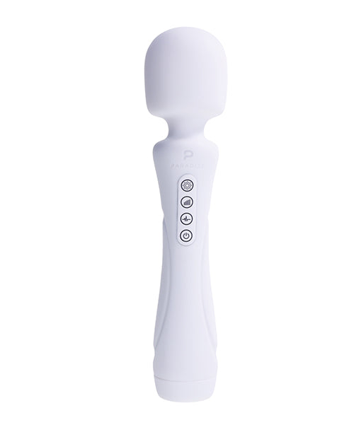 Illumination THE Wand Massager White featuring customizable buttons and sleek design for an elegant massage experience