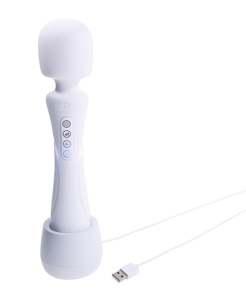 Illumination THE Wand Massager White with customizable LED lights and USB charging.