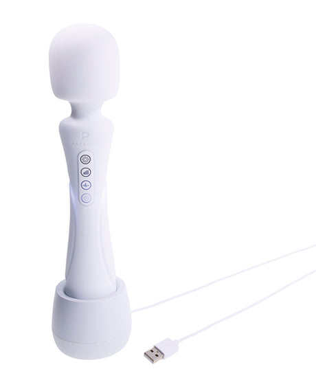 Illumination THE Wand Massager White with customizable LED lights and USB charging.