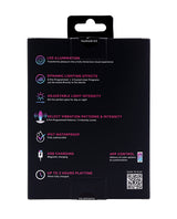 Back packaging of Illumination THE Plug Vibrator White highlighting features like LED illumination and adjustable light intensity.