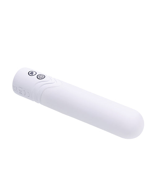 Illumination THE Bullet Vibrator White in sleek design, featuring buttons for controls and customizable LED lighting.