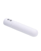 Illumination THE Bullet Vibrator White in sleek design, featuring buttons for controls and customizable LED lighting.