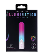 Illumination THE Bullet Vibrator White packaging featuring customizable LED lighting and elegant design.