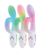Illumination THE Rabbit Vibrator White in vibrant colors showcasing dual stimulation features.