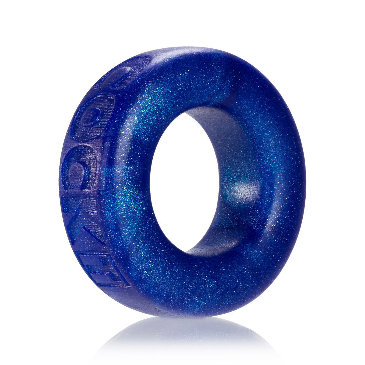 Oxballs Cock-T Silicone Comfort Cock Ring Blue, a shiny blue silicone ring designed for comfort and durability.