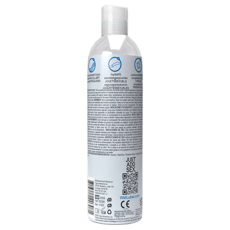 Wet Water Pure Water-based Lubricant 4 Oz bottle back label with usage instructions and safety information.