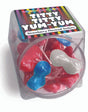 Titty Titty Yum Yum Strawberry Suckers 48 Count Bowl featuring colorful strawberry-flavored suckers in a clear container.