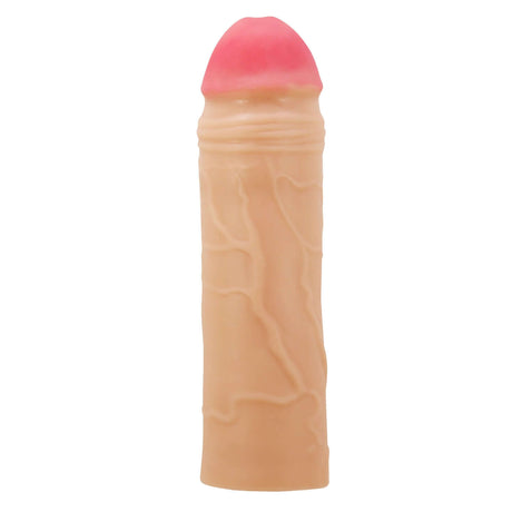 Pretty Love Chane Extended Penis Sleeve Beige with lifelike texture and realistic details.