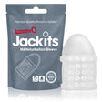 Screaming O Jackits Masturbation Sleeve Clear in packaging with a soft, textured stroker for enhanced solo play.