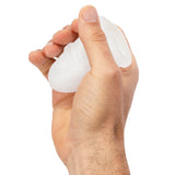 Screaming O Jackits Masturbation Sleeve Clear held in hand, showcasing its soft design and ergonomic grip.