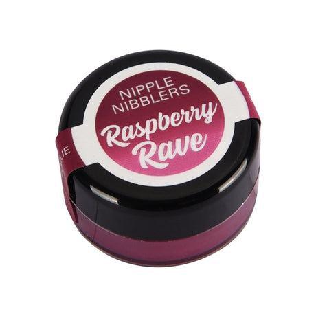 Nipple Nibblers Cool Tingle Balm Raspberry Rave packaging showcasing its vibrant design and enticing flavor.
