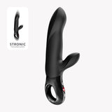 Fun Factory Bi Stronic Arc Vibrator Black showcasing its sleek design and innovative features for dual stimulation.