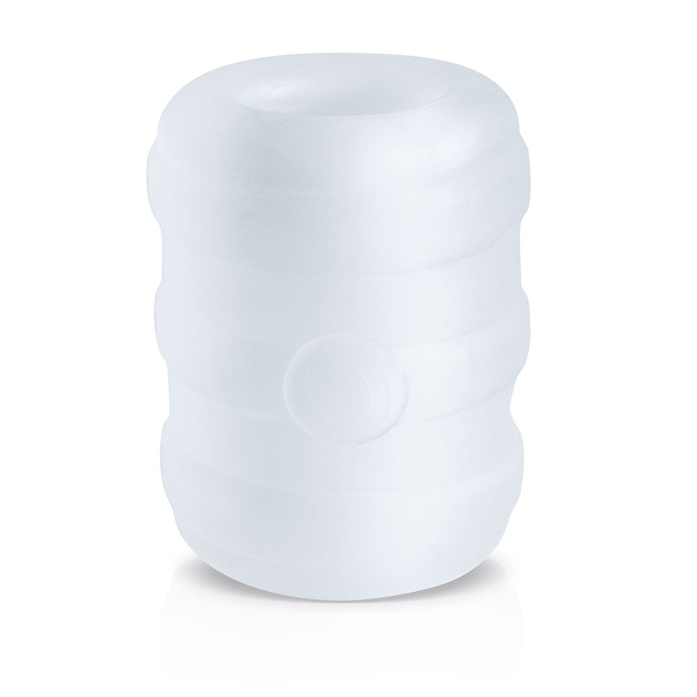 Screaming O Jackits Throttle Stroker Clear, a soft and stretchy stroker for enhanced solo sessions.