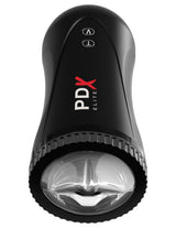 PDX Elite Moto Stroker Thrusting Masturbator Black with smooth automatic stroking and vibration features.