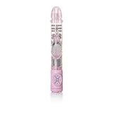 Jack Rabbit Thrusting Rotating Rabbit Vibrator Pink showcasing its sleek design and controls for dual stimulation.