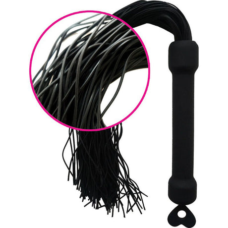 Hott Products Whip It Black Tassel Whip with sleek black handle and flowing tassels for playful control.