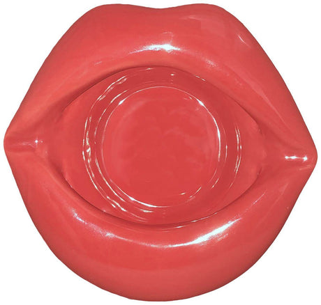 Kheper Games Sexy Lips Red Porcelain Ashtray, vibrant red lips-shaped ashtray, stylish home decor accessory.
