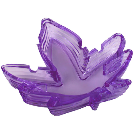 Kheper Games Purple Potleaf Glass Ashtray in vibrant purple, decorative and functional for any relaxing session.