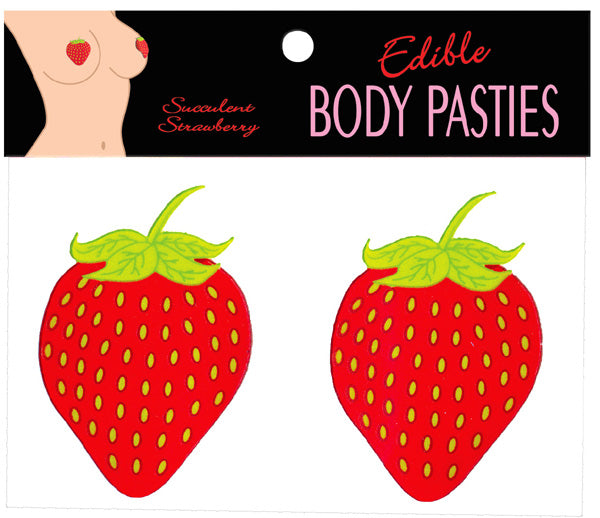 Kheper Games Strawberry Edible Nipple Pasties featuring playful strawberry designs on a fun packaging.