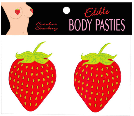Kheper Games Strawberry Edible Nipple Pasties featuring playful strawberry designs on a fun packaging.
