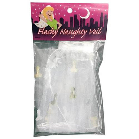 Kheper Games Flashy Naughty Veil Bachelorette Party packaged with playful design and penis-shaped confetti.