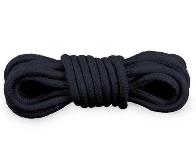 Kink Curious Bondage Rope Black, soft yet strong bondage rope for restraint play.