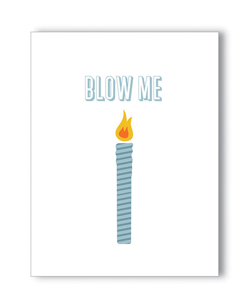 Image of the Blow Me Birthday Naughty Greeting Card featuring a playful candle illustration.