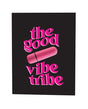 The Good Vibe Tribe Naughty Greeting Card Vibrator featuring bold text and a pink bullet vibrator graphic.